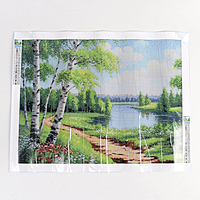 Алмазная вышивка полное заполнение "Березки", 30*40 см, на холсте