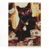 Алмазная вышивка полное заполнение "Кот на удачу", на раме 30*40 см