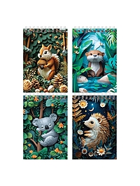 Блокнот А6 40 листов, в клетку, на гребне, Paper art, обложка мелованный картон, МИКС