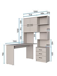 Стол компьютерный «Брауни», левый, 1280×2000×1450 мм, цвет кашемир