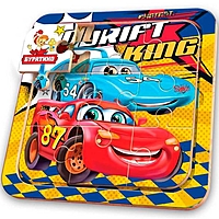 Пазл-рамка Тачки деревянный 10х10 см 9 элементов CARS-01