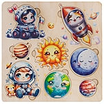 Пазл-вкладыш Космос головоломка цветная 8 элементов