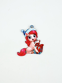 Елочное украшение «Лошадка и подарок», 6.9×8.1 см