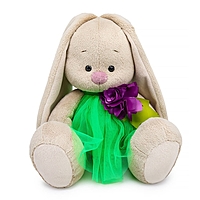 Мягкая игрушка «Зайка Ми» в платье с пурпурным цветком, 18 см