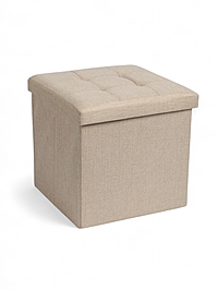 Пуф с ящиком 38х38х38 см, прострочка, рогожка 1200-35 бежевая, нагрузка 100 кг