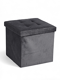 Пуф с ящиком 38х38х38 см, прострочка, велюр 10 серый, нагрузка 100 кг