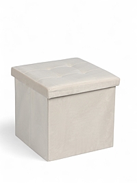 Пуф с ящиком 38х38х38 см, прострочка, велюр 3 бежевый, нагрузка 100 кг