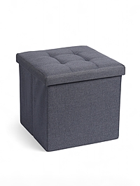 Пуф с ящиком 38х38х38 см, прострочка, рогожка 722-9 серая, нагрузка 100 кг