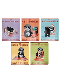 Тетрадь 48л кл Hatber "Мудрая панда", на скобе, скругл углы, 60-65г/м² 5В МИКС