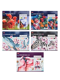 Альбом д/рис А4 48л на скобе Hatber "Акварельная палитра"