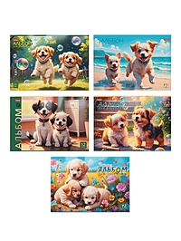 Альбом д/рис А4 12л на скобе Hatber ECO "Пушистое счастье", 5В МИКС