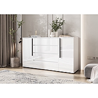 Комод 2 двери 4 ящика Норд, 1600х450х900, Белый глянец/Белый