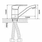 Смеситель для раковины Ammore A5240 поворотный излив хром