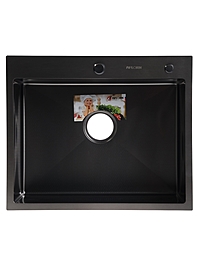 Мойка кухонная AFLORN AF96050DF, врезная, S=3.0 и 0.8 мм, 60 × 50  см, сифон, черная