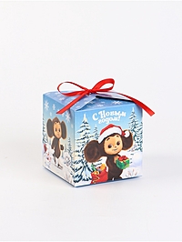 Коробка складная "Зимние забавы",Чебурашка, 12 х 12 х 12 см
