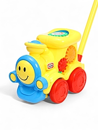 Каталка детская на палочке «Паровозик», с шестерёнками и ручкой