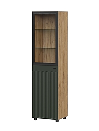 Пенал «Милан», со стеклом, 501×416×1914 мм, цвет олива/дуб золотой