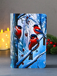 Книга-шкатулка новогодняя №3 "Три снегиря ".  19х13х5 см