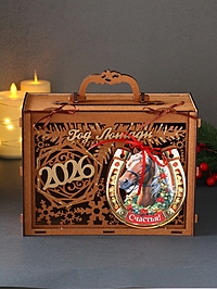 Шкатулка «Год Лошади 2026», с подковой, 23×18×10.5 см