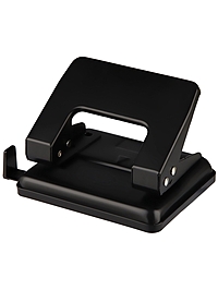 Дырокол металлический, 20 листов, OfficeSpace, линейка, черный