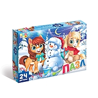 Пазл "Новогодние забавы лошадок", 24 элемента, большая коробка