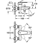 Смеситель для ванны GROHE BauEdge 23604001 хром