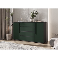 Комод 2 двери 4 ящика Норд, 1600х450х900, Изумруд/Графит