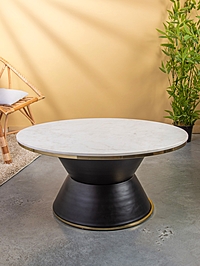 Столик журнальный  "Флэт Уайт" 92х70х44 см, железо, мрамор