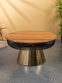 Столик журнальный "Венский кофе" 81х81х42,5 см, железо, дерево