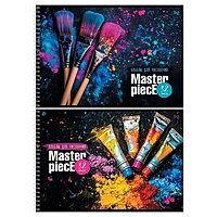 Альбом для рисования А4, 32 листа на гребне, BG «Шедевр», обложка мелованный картонМИКС