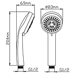 Лейка для душа Potato P14 хром 3 режима