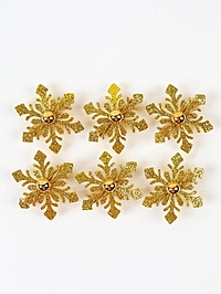 Набор декоративных прищепок - украшений «Новогодние снежинки» цвет золотой, набор 6 шт.