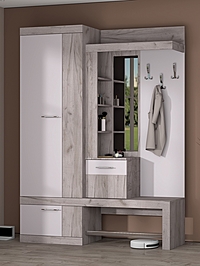 Прихожая Дуэт, 1500х380х2000, Дуб крафт серый/Кашемир