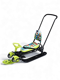 Снегокат «Пиксели», с родительской ручкой, со спинкой, зелёный, ТС6-СЛ/ПК Snow Cat