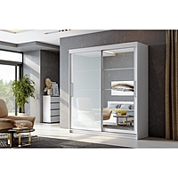 Шкаф-купе 2000 Лорд с зеркалом и ящиками, 2001х600х2200, Белый