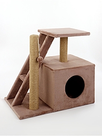 Домик для кошек с когтеточкой "Домосед", с лестницей и площадкой, 60 х 35 х 56 см, капучино