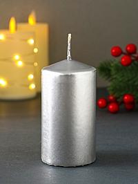 Свеча-цилиндр «Новогодняя ночь»,100×50 см, серебряный
