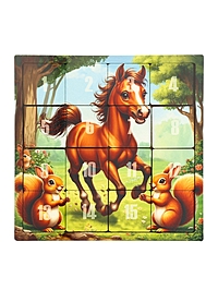 Настольная игра логическая «Пятнашки. Жеребёнок с белочками», 22×22 см, головоломка