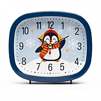 Будильник "Пингвин", плавный ход, 12,5 х 10,5 см, синий