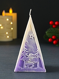 Свеча новогодняя пирамида Дед Мороз" 70х120 мм, фиолетовый