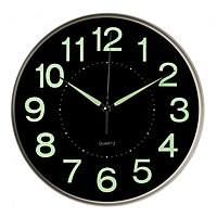 Часы настенные "Светящиеся", интерьерные, d-25 см, плавный ход, черные с белым корпусом