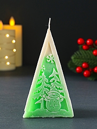 Свеча новогодняя пирамида "Снеговик" 60х120 мм, зелёный