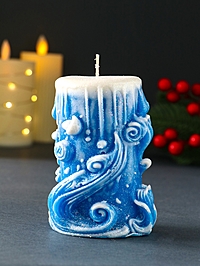 Свеча новогодняя столбик "Волшебство" синий