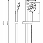 Душевая стойка Diadonna D64-0008BL с лейкой и шлангом черный