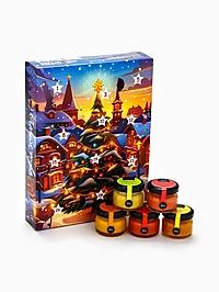 Адвент календарь новогодний с мёдом «С Новым Годом», облепиха, кедровые орешки, малина, цитрус, клубника