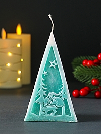 Свеча новогодняя пирамида Дед Мороз"6х6,5х12 cм, тиффани