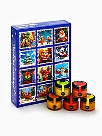 Адвент календарь новогодний с мёдом «Счастливого Нового года», облепиха, кедровые орешки, малина, цитрус, клубника