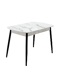 Стол "Оникс" мрамор калакатта/черный,  1130(1400)х680х750 мм