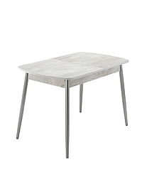 Стол "Оникс" бежевый мрамор/серый металлик,  1130(1400)х680х750 мм