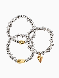 Браслет «Каменнное сердце», 3 шт. цвет золото, серебро